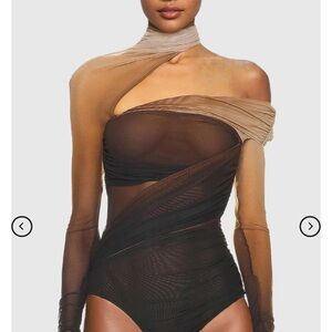 Amalia Mesh Ruch See Through Bodysuit